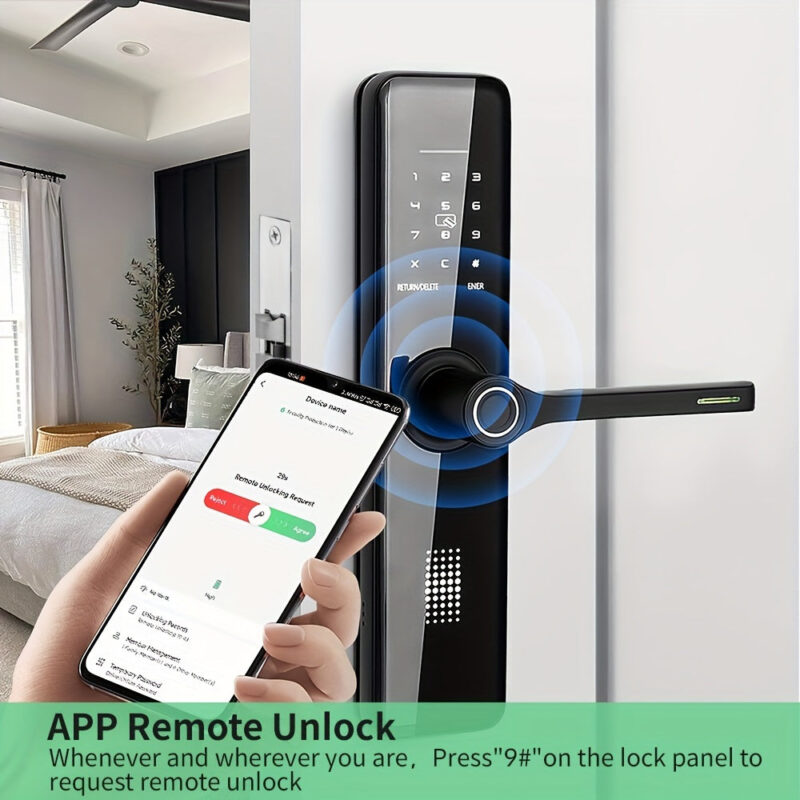 Biometric Fingerprint Door Lock, Keyless Entry with App & Keypad, Aluminum Alloy, Battery Powered - Image 6