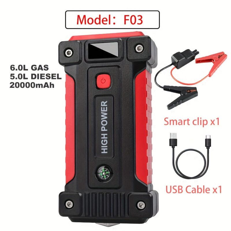 2500A Portable Car Jump Starter 20000mAh Power Bank-12V Battery B - Image 6