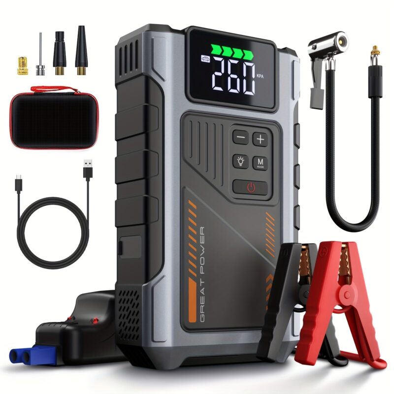 Portable Car Jump Starter With Air Compressor 2500A Peak - Image 3