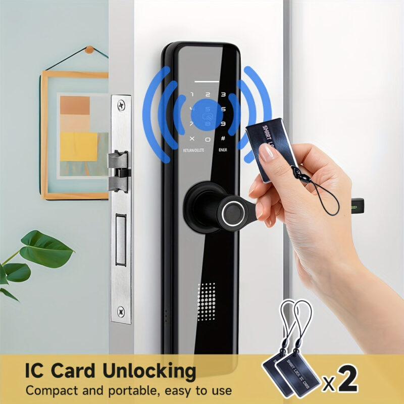 Biometric Fingerprint Door Lock, Keyless Entry with App & Keypad, Aluminum Alloy, Battery Powered - Image 8