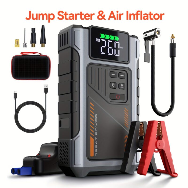 Portable Car Jump Starter With Air Compressor 2500A Peak