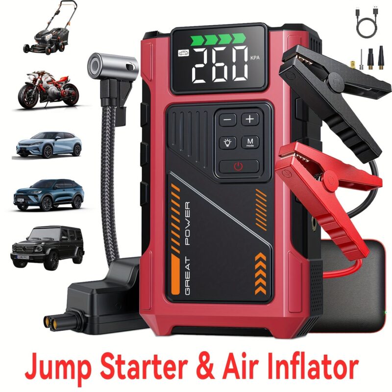 Portable Car Jump Starter With Air Compressor 2500A Peak - Image 6