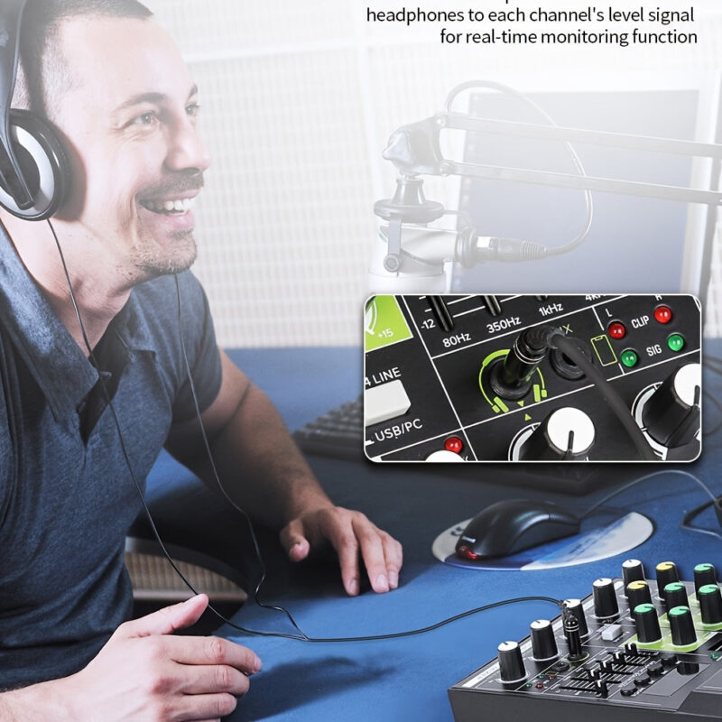 Professional Audio Mixer: Dual Microphone USB Rec DJ Console - Image 4