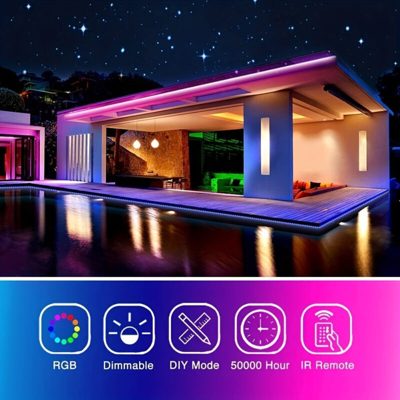 Color Changing LED Strip Lights 33FT-200FT with 44-Key Remote for Bedroom & Home Decor - Image 9