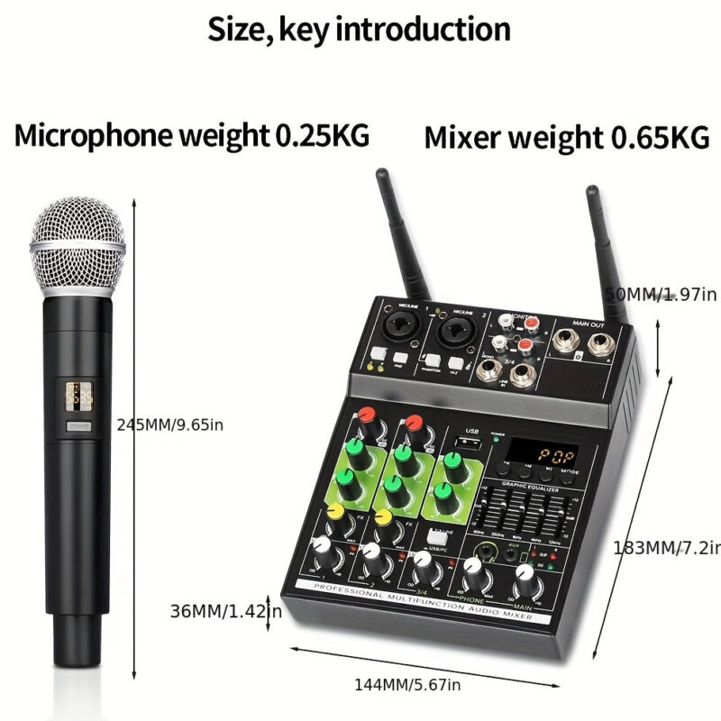 Professional Audio Mixer: Dual Microphone USB Rec DJ Console - Image 2