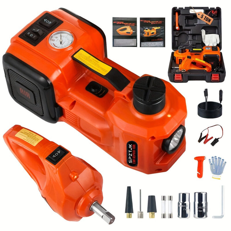 5 Ton Car Electric Jack+Tire Impact Wrench Tire Repair Kit - Image 3